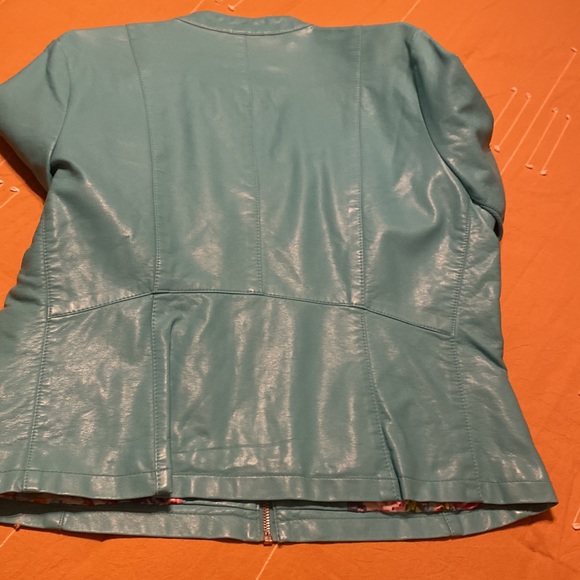 Green black rivet leather jacket xl - Picture 4 of 4